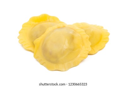 Round Ravioli Isolated On White Background