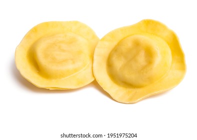 Round Ravioli Isolated On White Background 