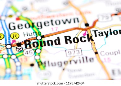 Round Rock. Texas. USA On A Map