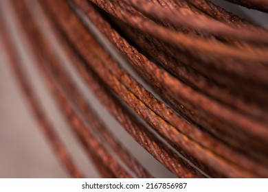 Round Rusty Steel Wire Coils. Metal Reels For Further Industrial Processing