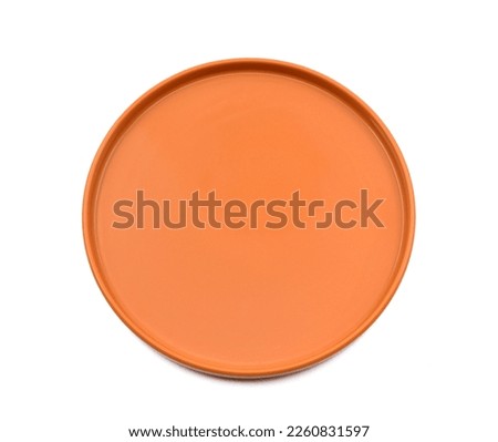 Round serving plate isolated on white background, top view