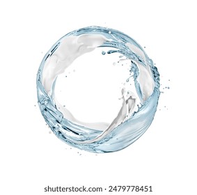 Round shape made of water and milk splashes isolated on white background - Powered by Shutterstock