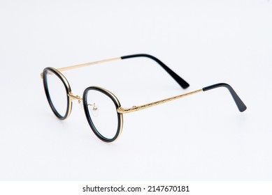 Round Shape Sunglasses Gold Black Frames Stock Photo 2147670181 ...