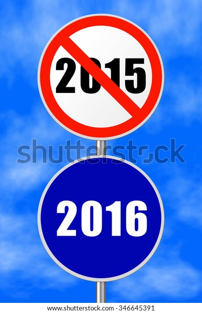 Round\
sign 2016 - New Year concept - sky on\
background