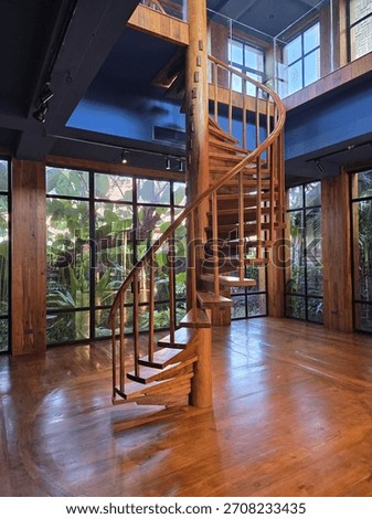 round solid wood stair case 