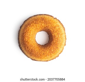 Round Sponge Cake Dessert. Sweet Donut Isolated On White Background.