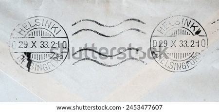Round Stamp of the Finnish mail on an envelope close-up