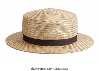 Round Straw Hat On A White Background