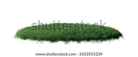 round surface patch covered with flowers, green leaf rock plant or dry grass isolated on white background. Realistic natural element for design. Bright 3d illustration.	