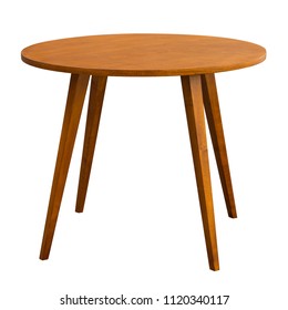 Der runde Tisch im Stil der sechziger Jahre, einzeln auf weißem Hintergrund