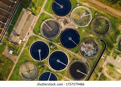 Aerial Top View Night Wastewater Treatment Stock Photo (Edit Now ...