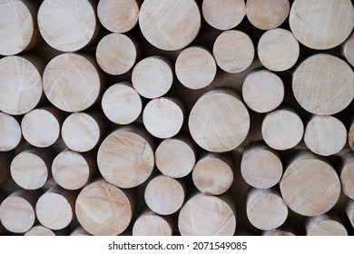 round teak wood stump background. Wood in round and circle shape background. Wall of stacked wood logs as background