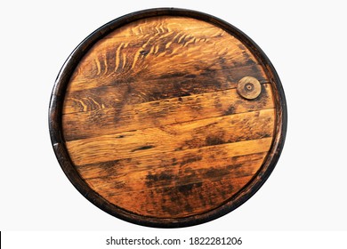 Round Top Of An Old Whiskey Barrel Isolated