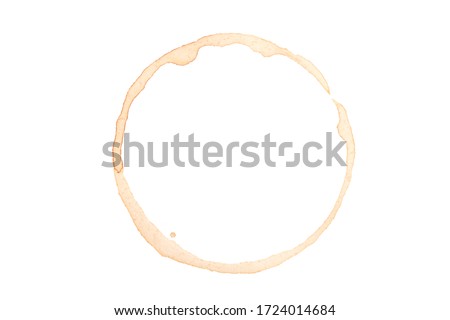 round trace of spilled coffee isolated on white background