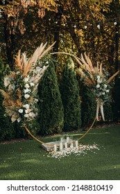 Round Wedding Arch With Pampass Grass And Flowers