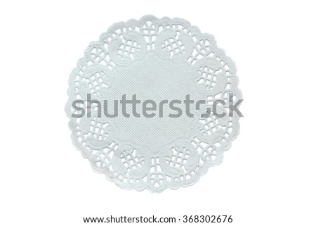 Round white doily isolated on white background
