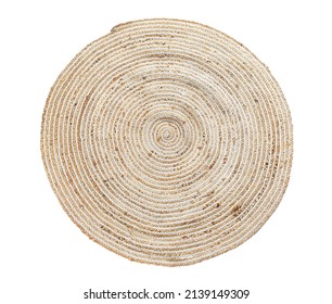 Round wicker carpet on white background