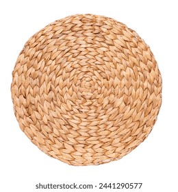 Round wicker placemat of rattan on white background in top view photography - Powered by Shutterstock