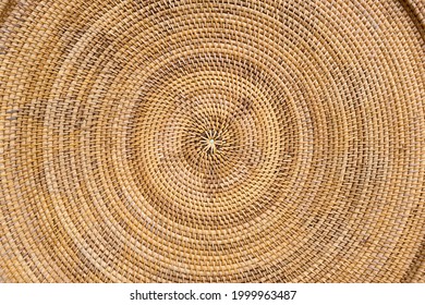 Round wicker woven pattern texture or background 