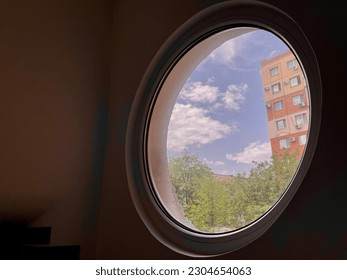 round window. View from the window.