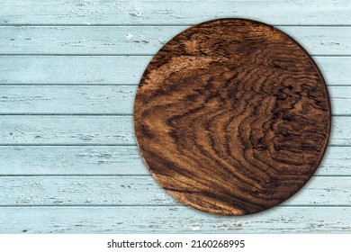 Round Wood Sign Mock Up On Rustic Wooden Texture Background. Farmhouse Board Mockup