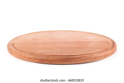 Round Wooden Board On White Background