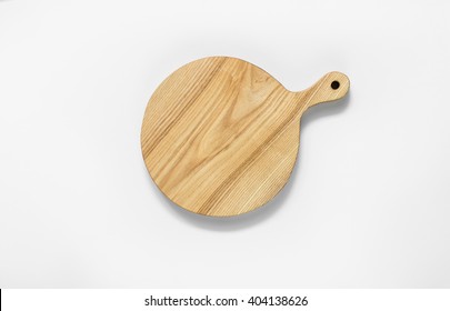 Round Wooden Cutting Board On A White Background