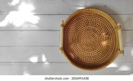 Round Woven Basket With Two Handles