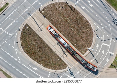 Roundabout top down aerial perspective