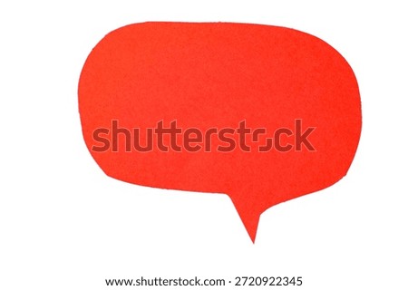 Rounded red paper speech bubble with soft edges isolated on white, friendly dialogue and conversation element.
