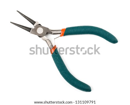 Round-nose pliers with a small shadow isolated on white background