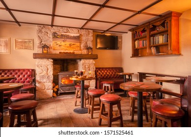 Roundwood, Co. Wicklow / Ireland -December 2018: Warm And Cosy Atmosphere Of Traditional Irish Gastro Pub And Restaurant Located In The Wicklow Mountains 