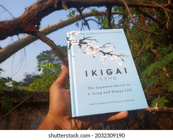 Rourkela, India - 3 November 2020. Ikigai, a famous Japanese novel  holding in a hand.