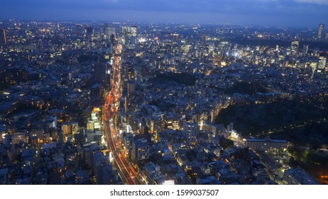 Route 3 Shuto Expressway From Mori Tower At Dusk In Tokyo