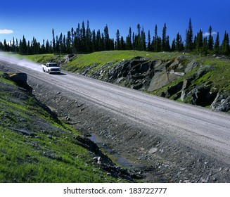 ROUTE 500 - JULY 23, 2001:Trans-Labrador Highway (TLH) And Labrador Coastal Drive Connect  Quebec With Newfoundland's Labrador City, Red Bay, Cartwright And Happy Valley/Goose Bay. TLH Has 1100 Km.