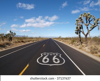 Route 66 Crossing California's Mojave Desert.