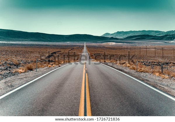 route 66 empty street in
California