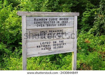 Route 66 near Baxter Springs, Kansas: Rainbow Brush Creek Bridge Roadsign