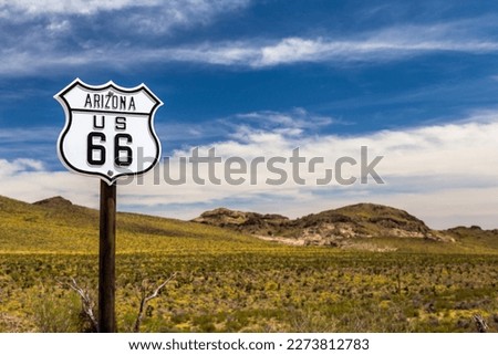 Route 66 sign in Arizona desert