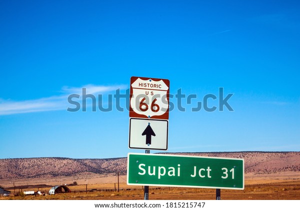 Route 66. U.S.\
America\'s Main Street. First Highway in US Numbered System Historic\
Motorway 66.  Great car trip across America. The concept of\
automobile, active and photo\
tourism
