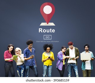 Route Direction Position Map Concept