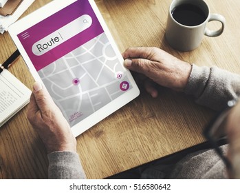 Route Navigation GPS Map Destination Concept