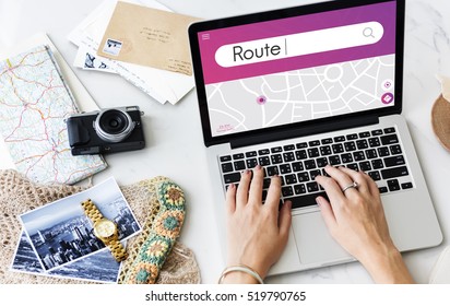 Route Navigation GPS Map Destination Concept