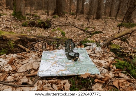 Route planning on map with compass