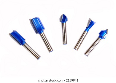 Router Bits For Cutting On A White Background