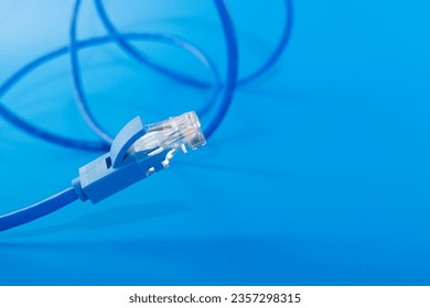 router cable, online communication in a computer network, blue background