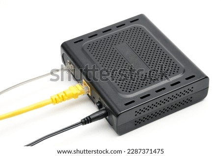 Router modem for connecting to the local and global Internet network on an isolated white background

