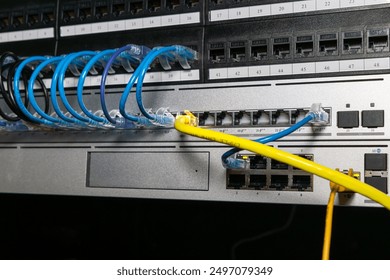 Router and switch in a network rack inside a data center