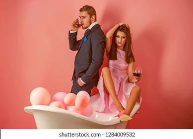 Routine Of Everyday Life. Couple In Love In Bathroom. Family Couple Enjoy Everyday Hygiene. Healthy Life Style. Everyday Family Life. Having Their Own Daily Routine. Beauty Routine.