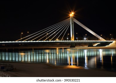 Swietokrzyski Bridge Warsaw Spanning Vistula River Stock Photo ...